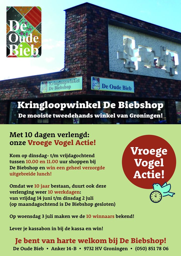 Onze Vroege Vogel Actie is verlengd! Kom langs en win!